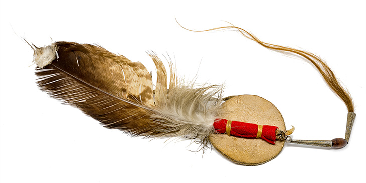 eagle feather with horsehair as Indigenous hair accessory